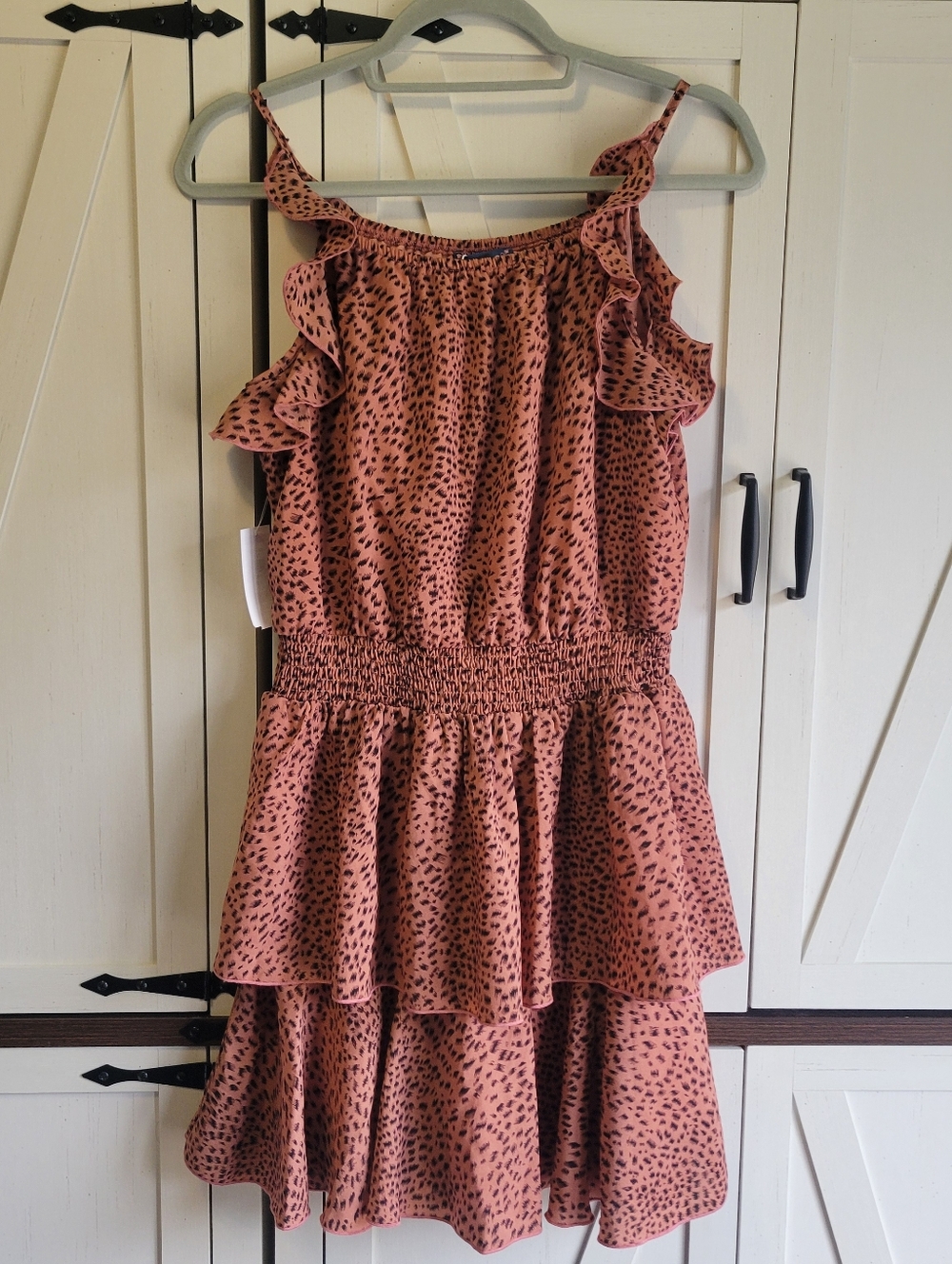 NWOT Truly Me By Sara Sara Girl's 16 Ruffle Tier Leapord Print Dress
